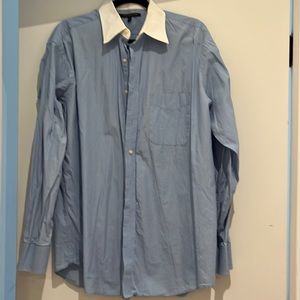 Tommy Hilfiger Mens Blue Button Down White Collar